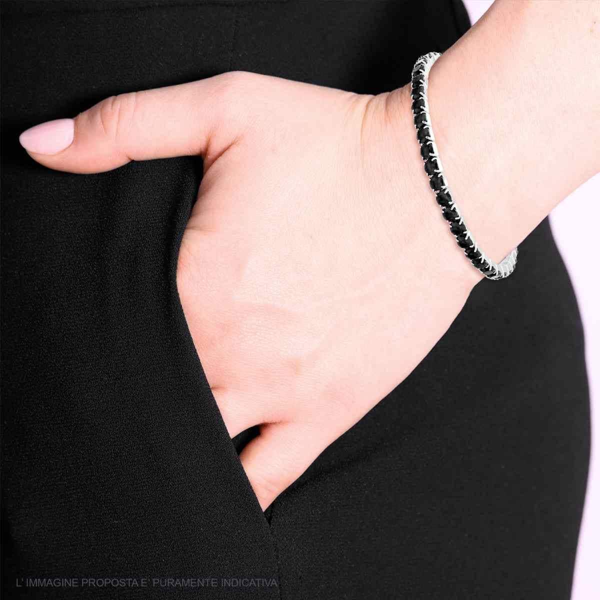 Bracciale tennis elastico cristalli neri 4 mm-2b Gioielli