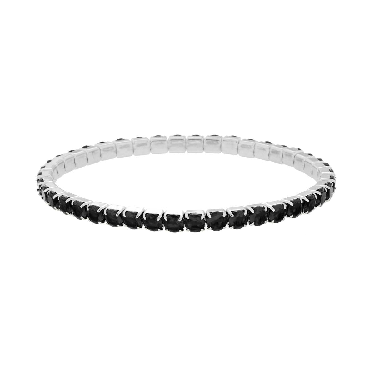 Bracciale tennis elastico cristalli neri 4 mm-2b Gioielli