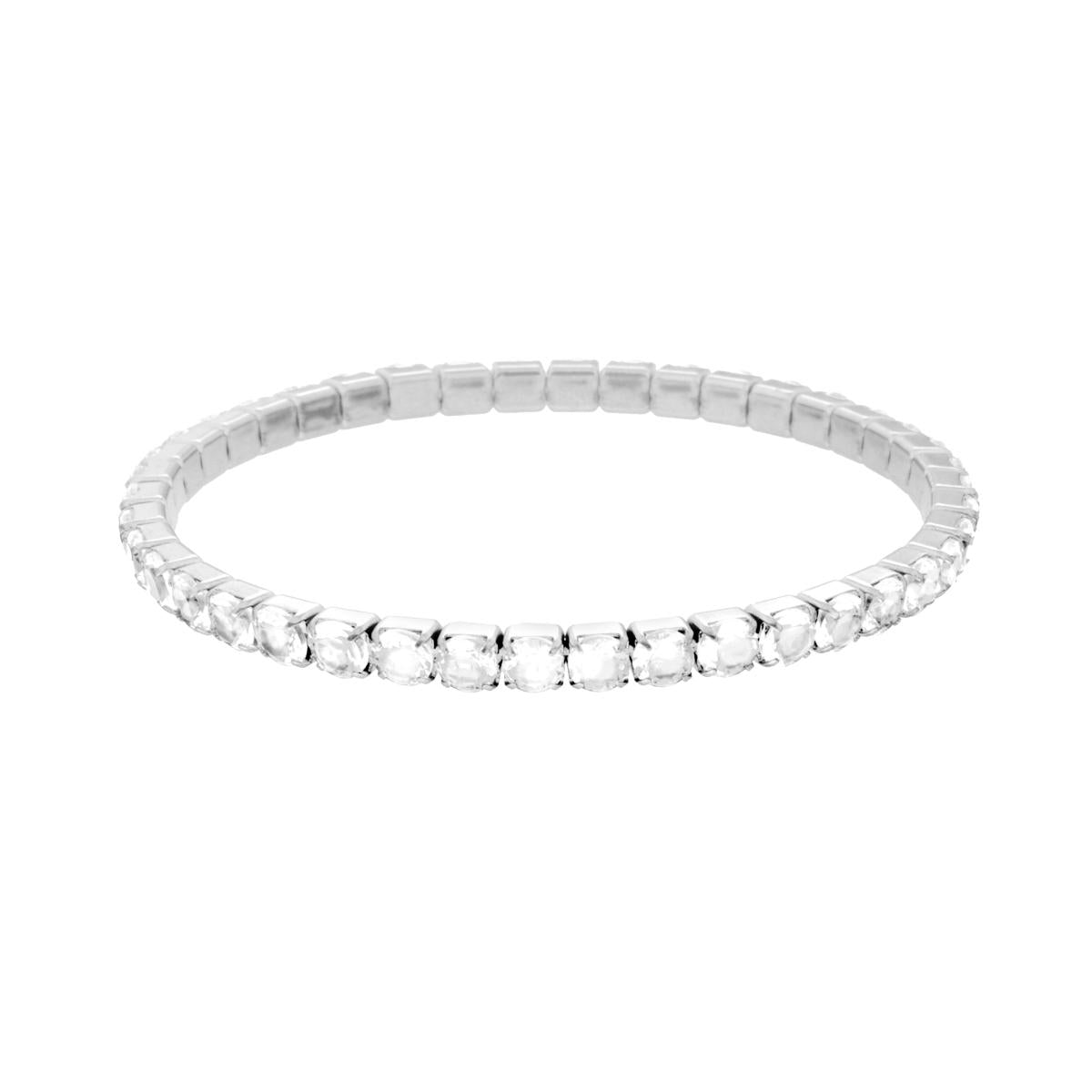 Bracciale tennis elastico cristalli bianchi 4 mm-2b Gioielli