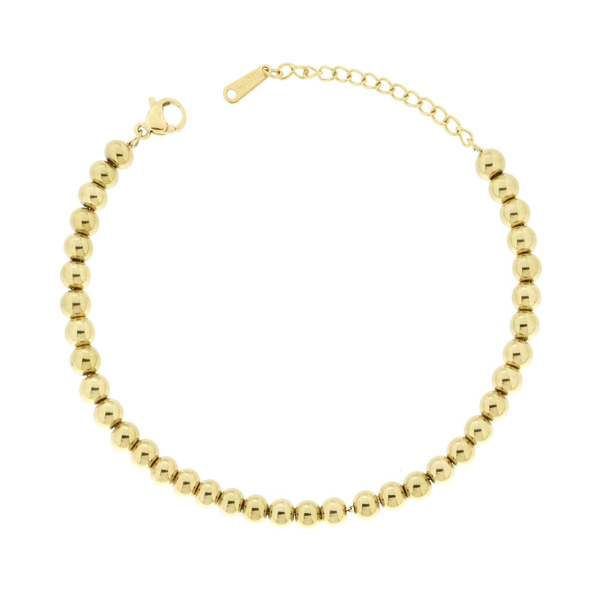 Bracciale in acciaio dorato a palline-2b Gioielli