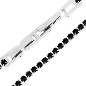 Bracciale tennis cristalli neri 3 mm-2b Gioielli