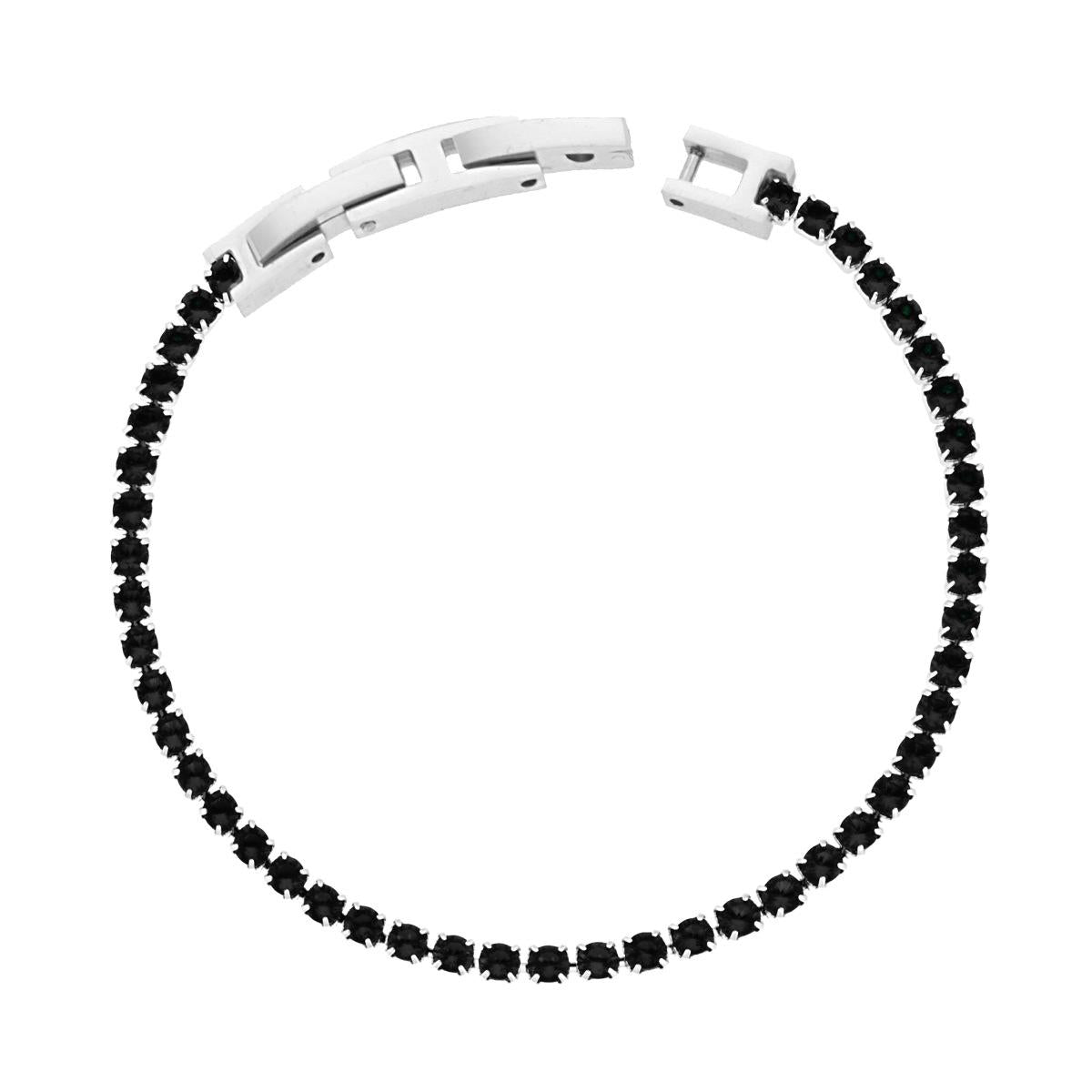 Bracciale tennis cristalli neri 3 mm-2b Gioielli