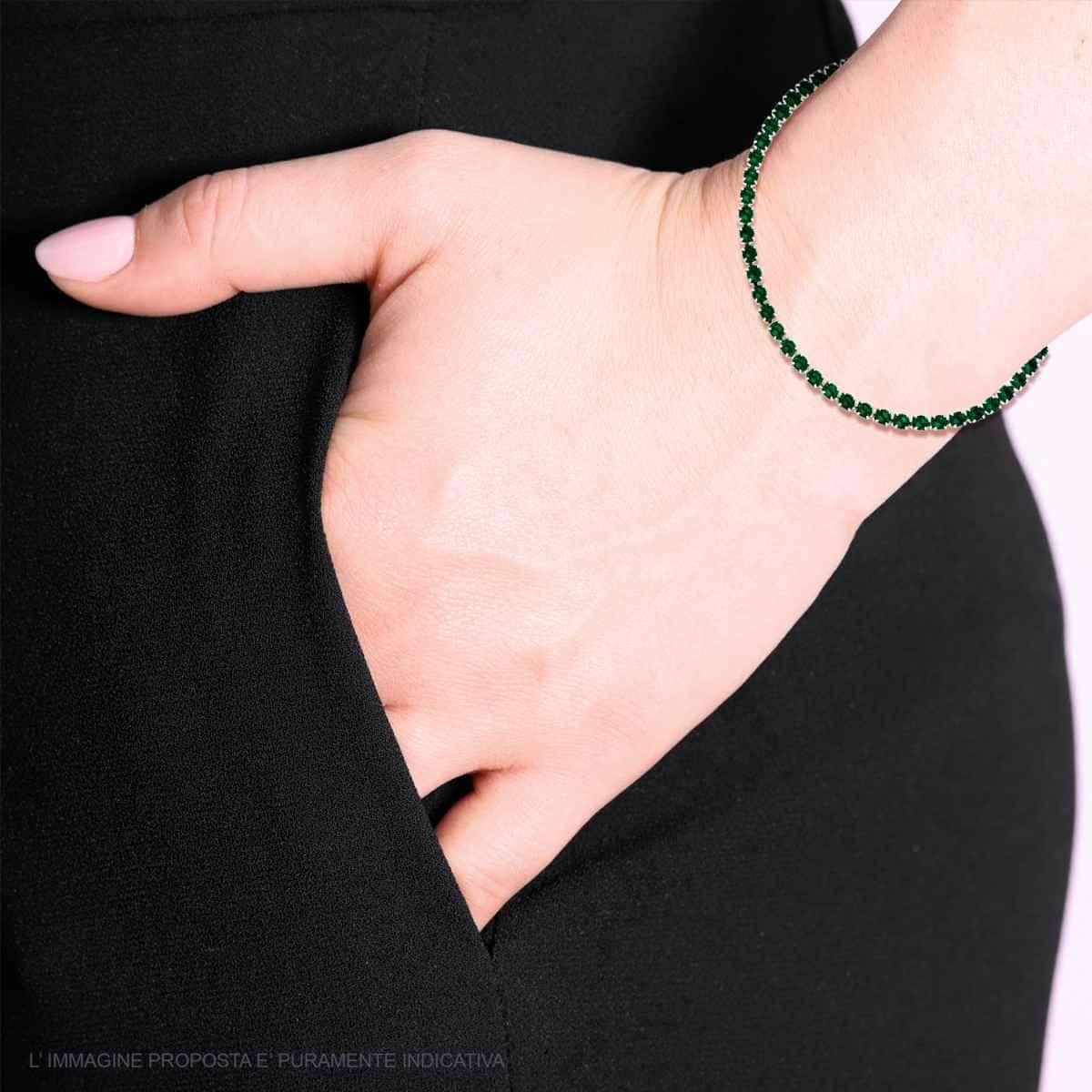 Bracciale tennis cristalli verdi 3 mm-2b Gioielli