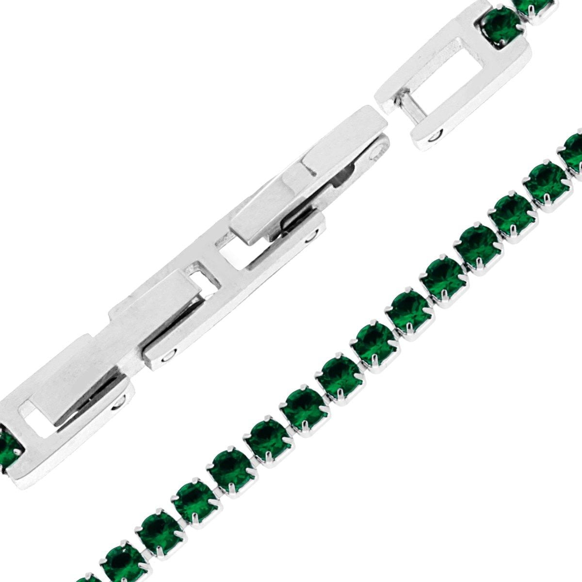 Bracciale tennis cristalli verdi 3 mm-2b Gioielli