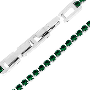 Bracciale tennis cristalli verdi 3 mm-2b Gioielli