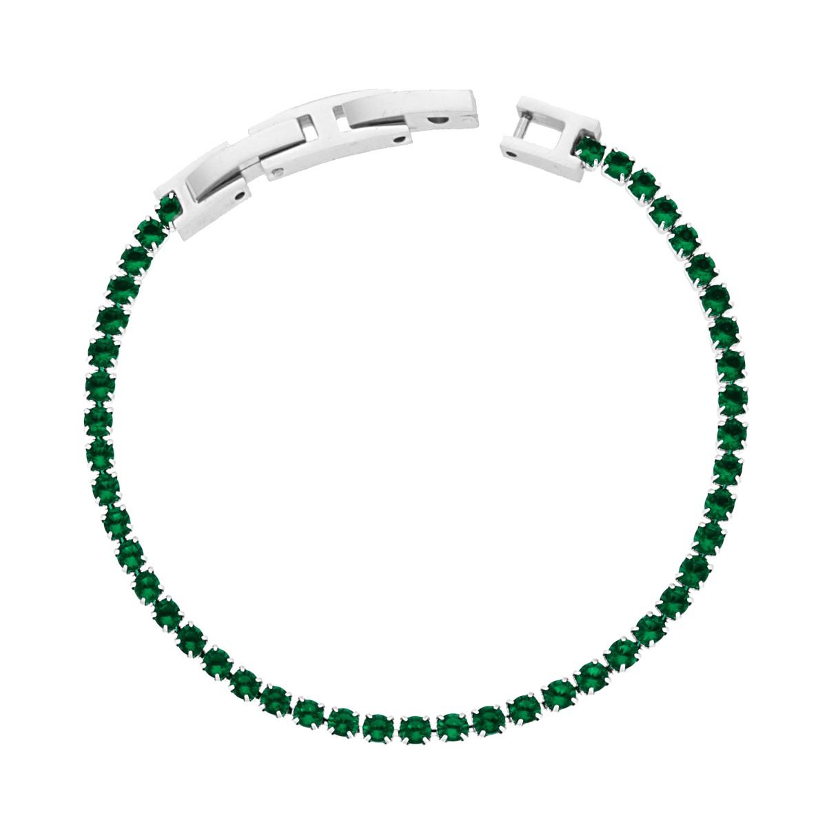 Bracciale tennis cristalli verdi 3 mm-2b Gioielli