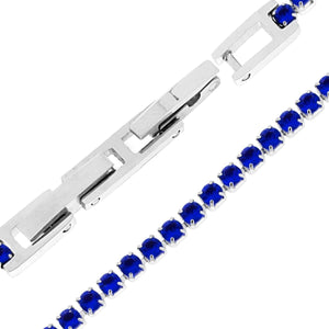 Bracciale tennis cristalli blu elettrico 3 mm-2b Gioielli