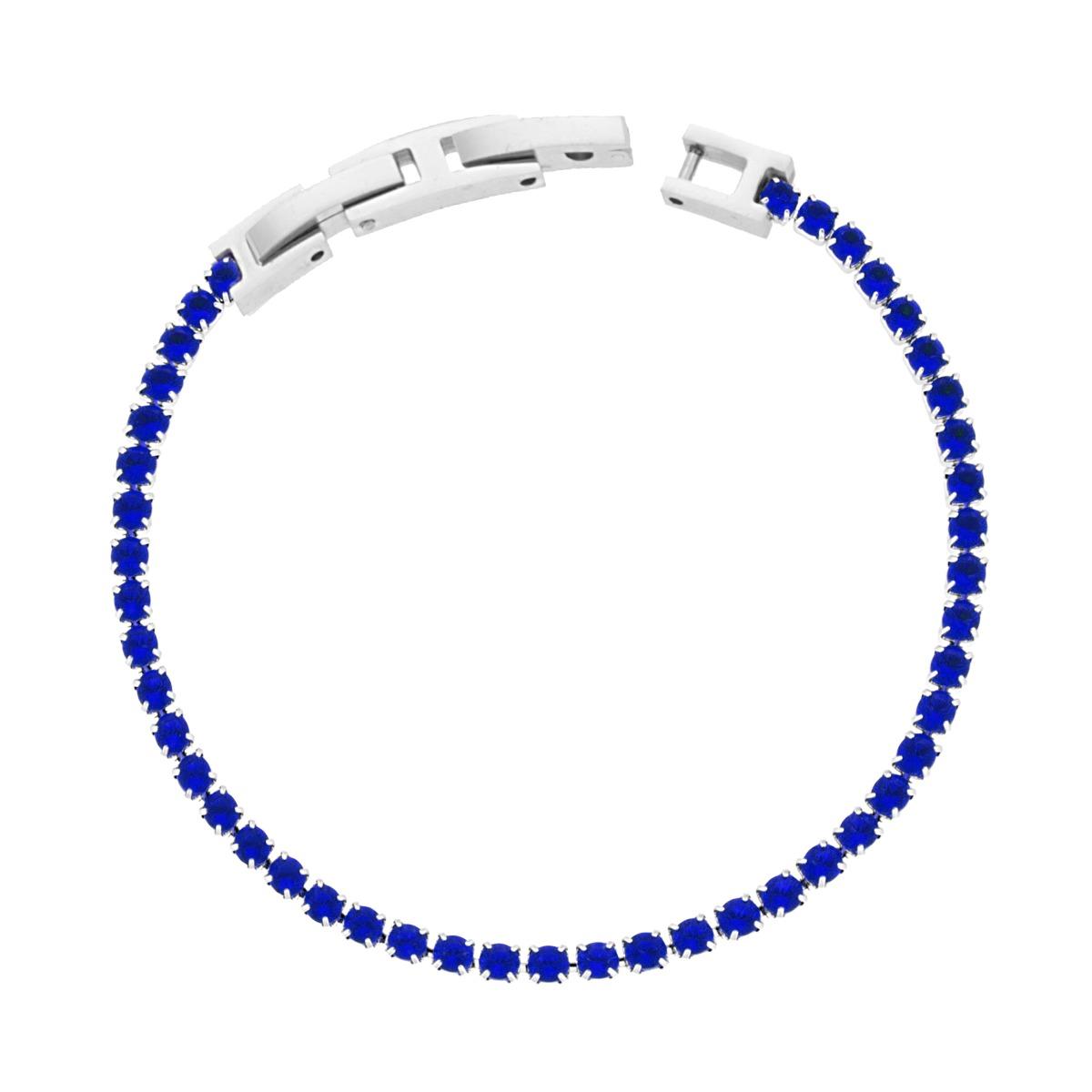 Bracciale tennis cristalli blu elettrico 3 mm-2b Gioielli