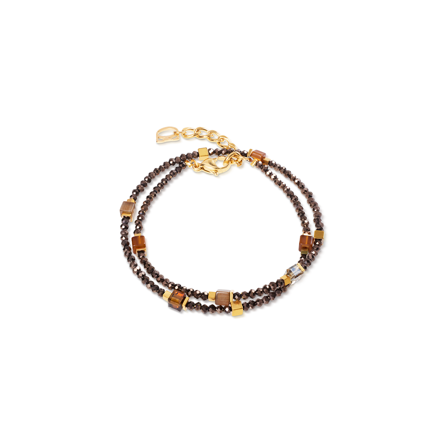 Bracciale COEUR DE LION Joyful Colours Flex 4460301116 donna oro-marrone-2b Gioielli
