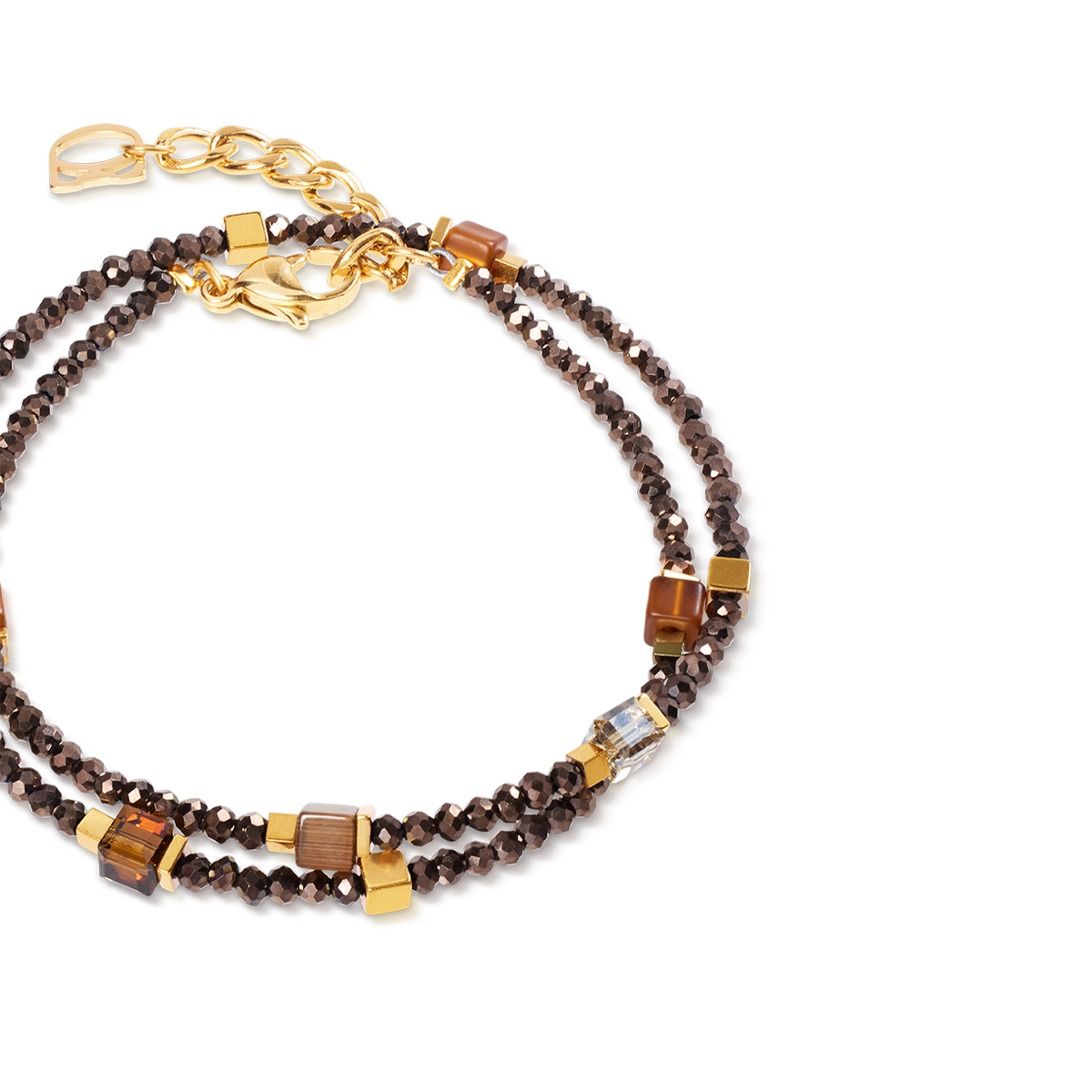Bracciale COEUR DE LION Joyful Colours Flex 4460301116 donna oro-marrone-2b Gioielli