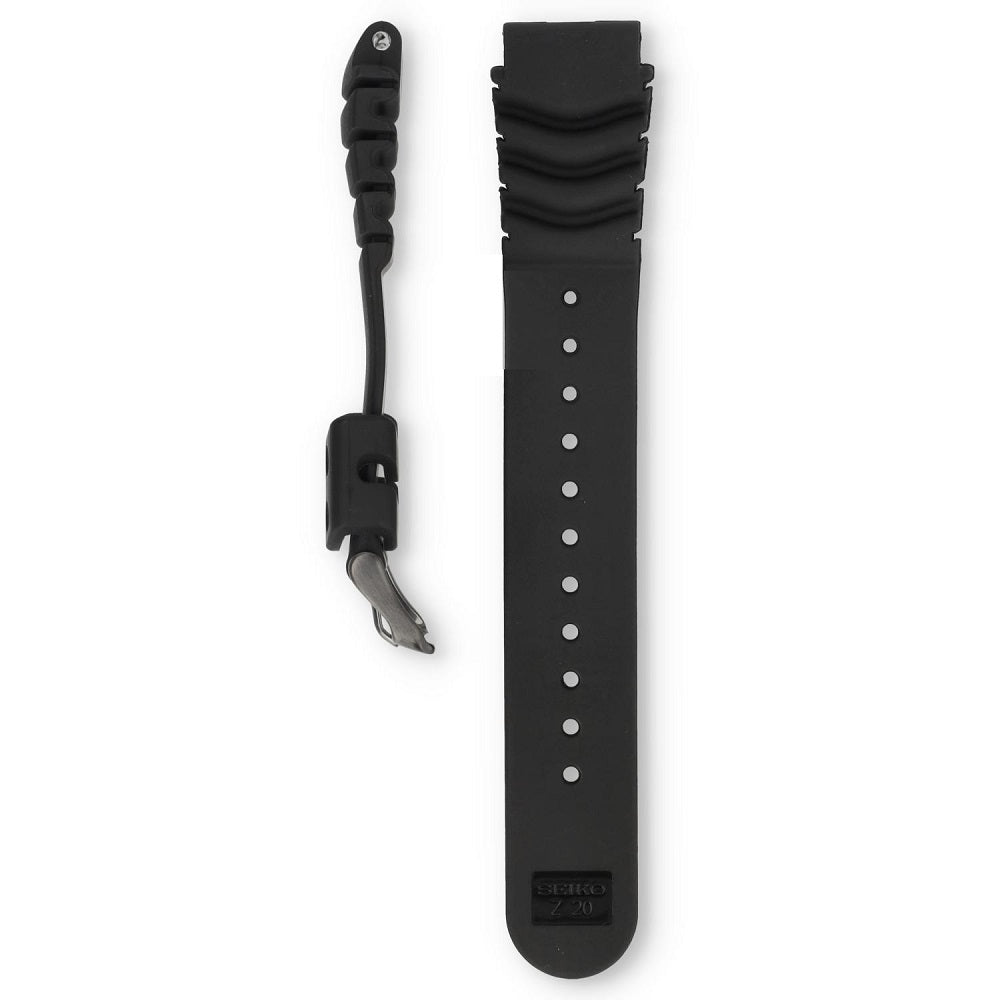 Cinturino Seiko originale in caucciù nero ansa mm 20 fibbia nera-2b Gioielli