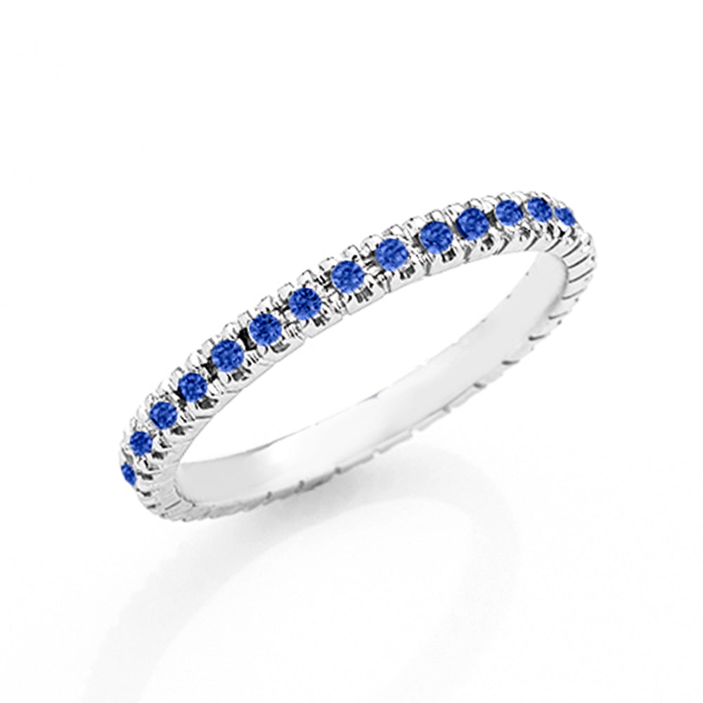Anello veretta Eternity oro bianco 18kt Zaffiri 0,52 ct-2b Gioielli