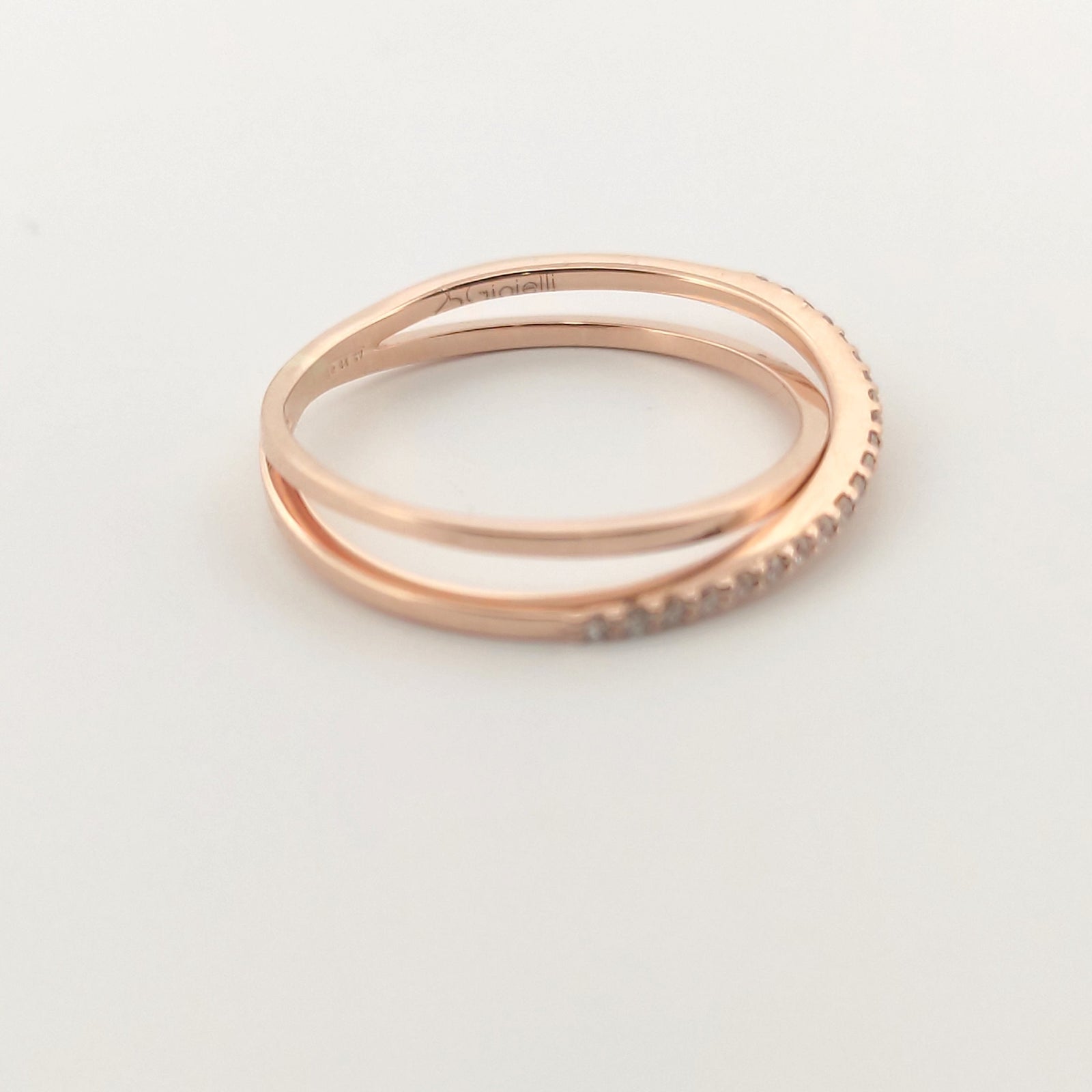 Anello oro Rosa 18kt Diamanti 0,10 Ct-2b Gioielli