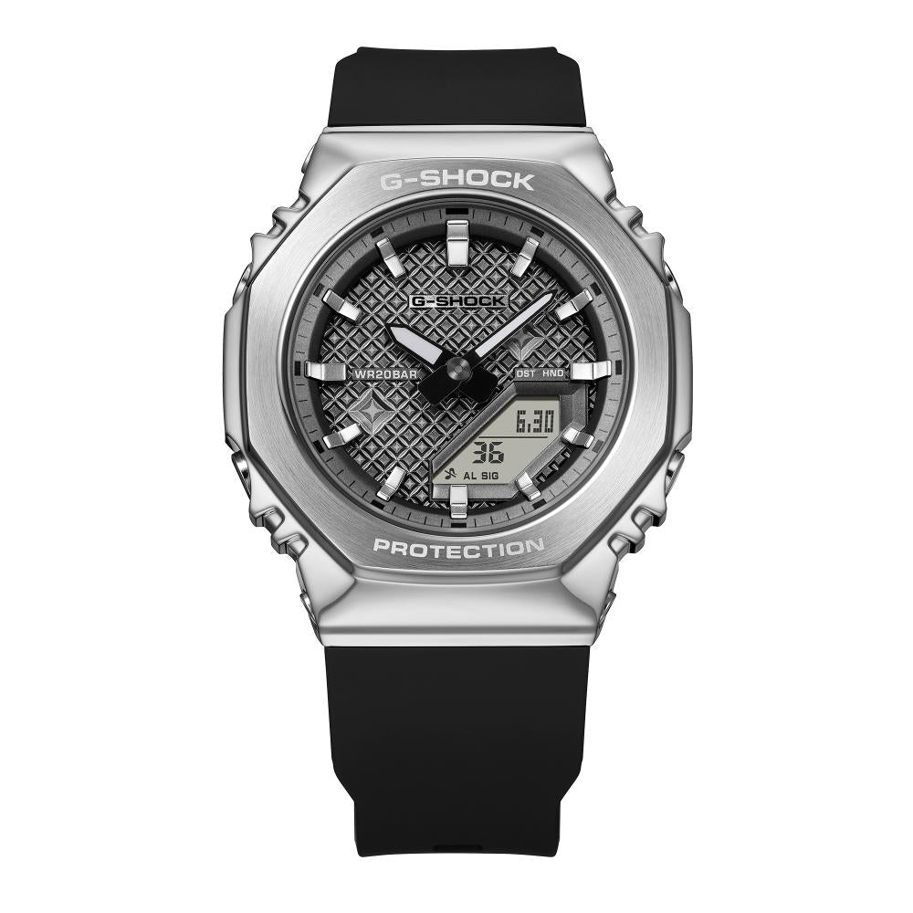 Casio G-SHOCK GM-S2110NS-1AER, vista frontale cassa ottagonale in acciaio