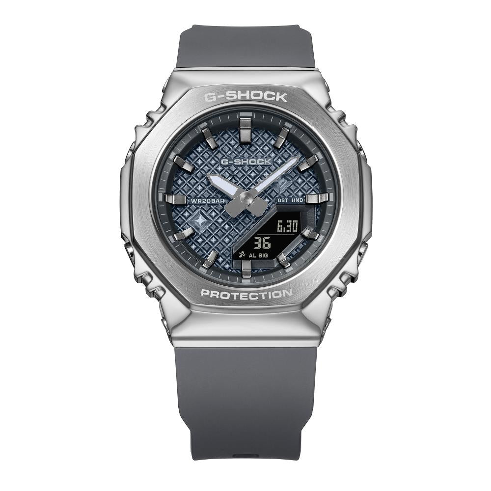 Casio G-SHOCK GM-S2110NS-8AER, vista frontale quadrante e cassa ottagonale