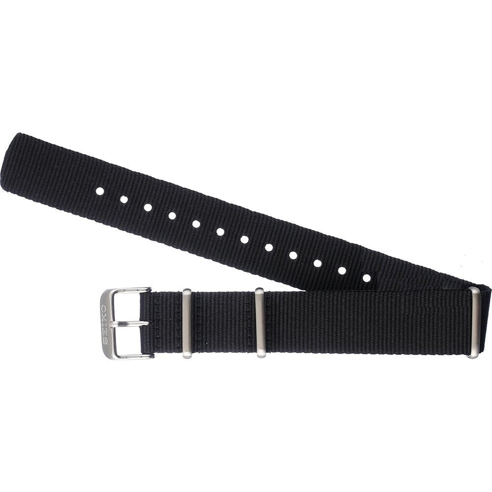 Cinturino Seiko originale L0LL011J0 in tessuto NATO nero per Seiko 5 Solid Boy - Presage ansa mm 20-2b Gioielli