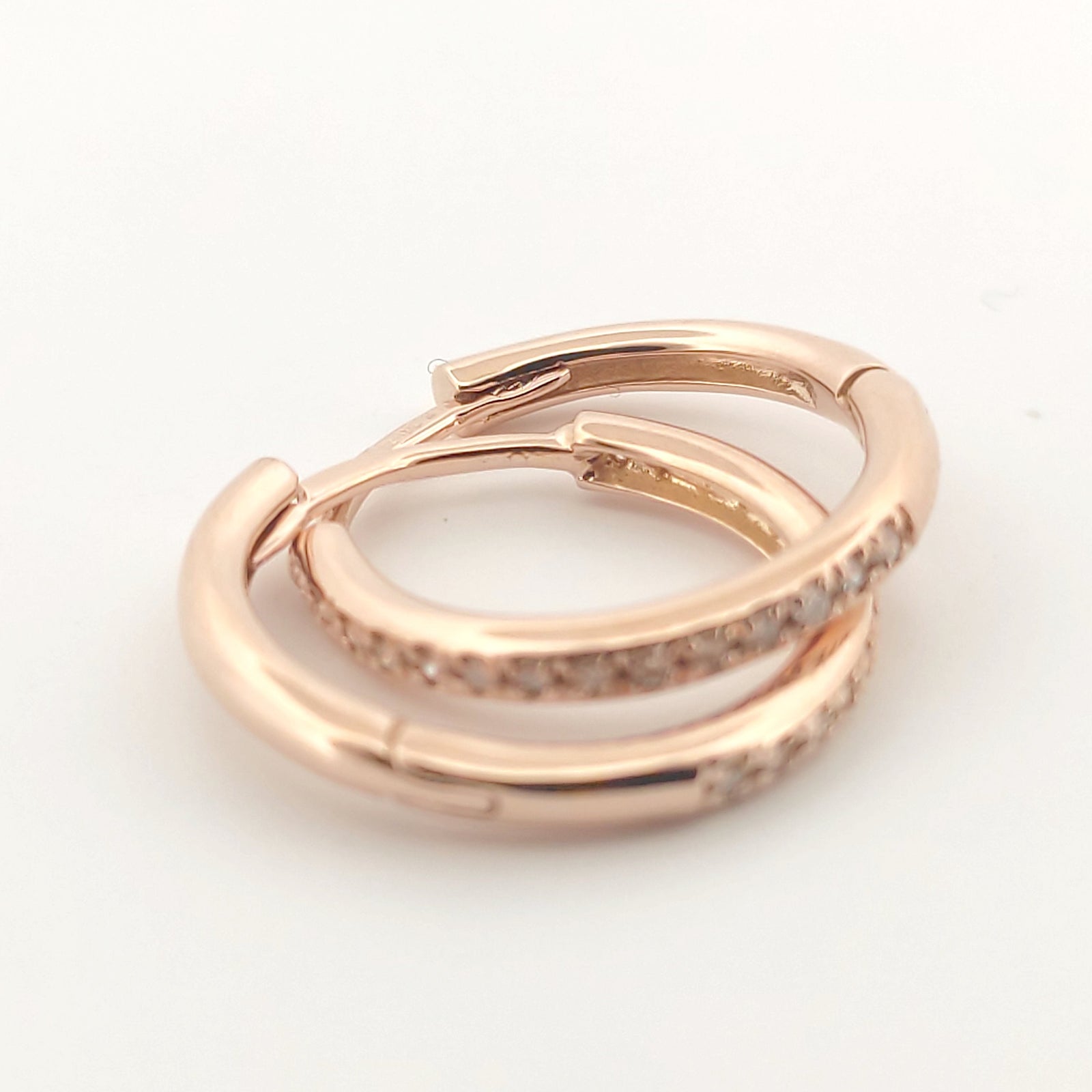 Orecchini oro rosa 18kt Diamanti 0,14 Ct a cerchio-2b Gioielli