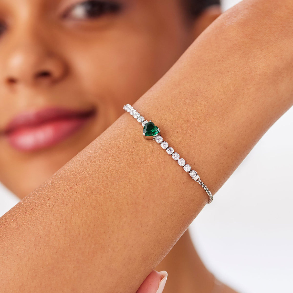 Bracciale S’Agapõ Dazzly SDZ154 cuore verde smeraldo 18,5 cm-2b Gioielli