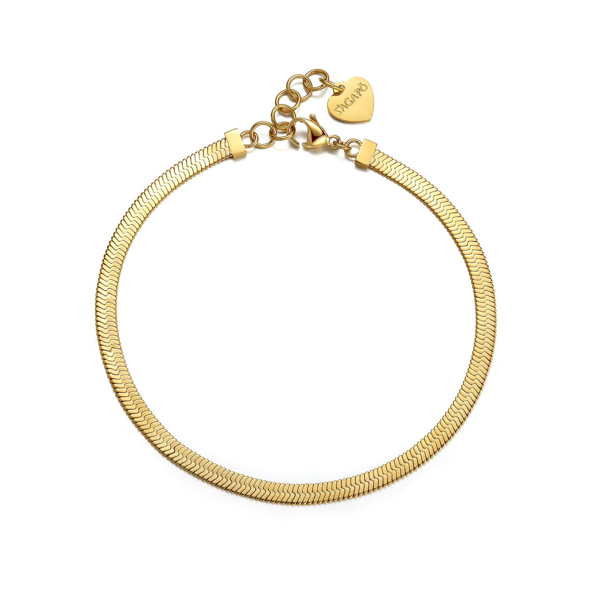 S'Agapõ CHUNKY SHK16 cavigliera catena snake in acciaio oro PVD