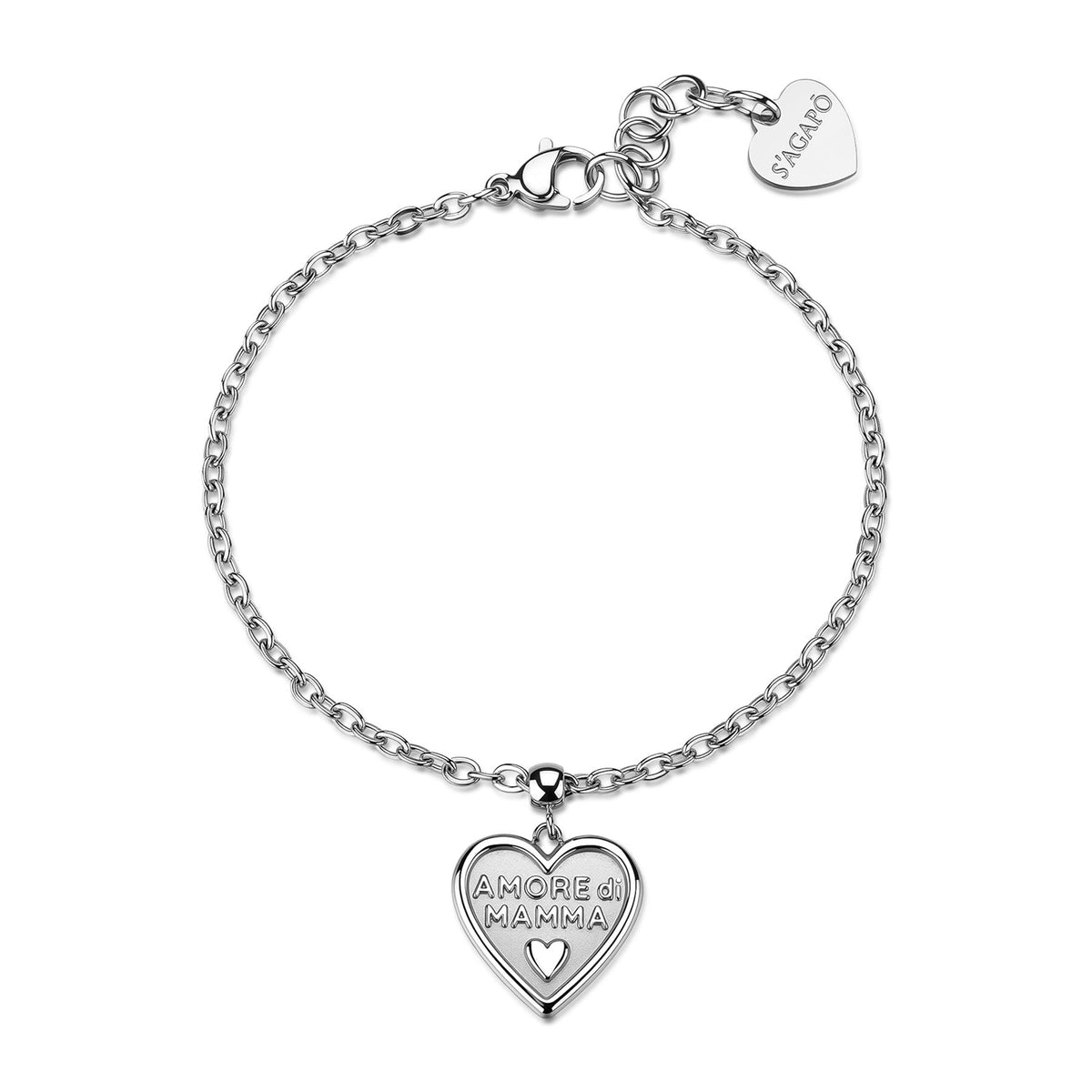 S'Agapõ DUH DUH SUH16 bracciale in acciaio con cuore Amore di mamma