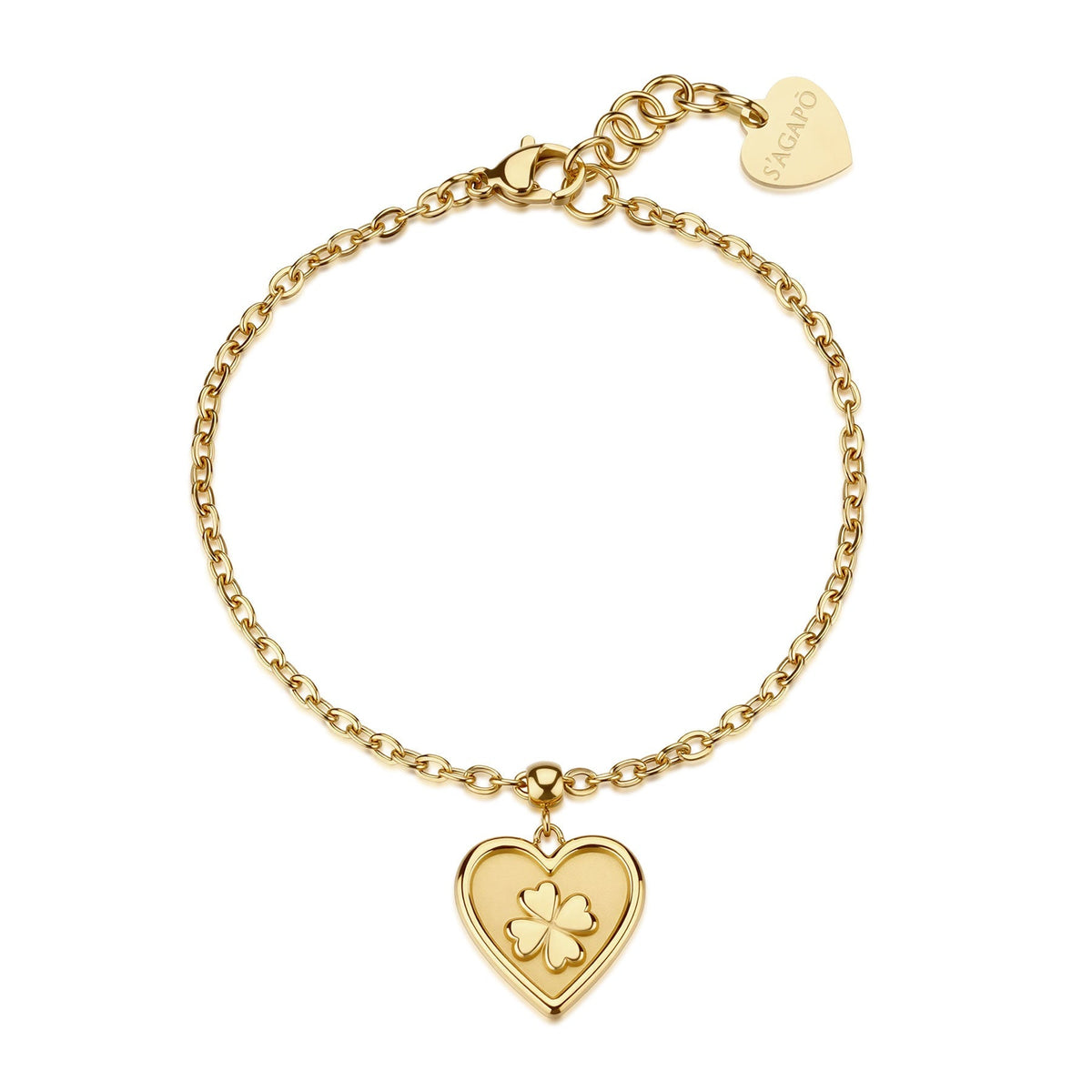 S'Agapõ DUH DUH SUH19 bracciale PVD oro con cuore e quadrifoglio