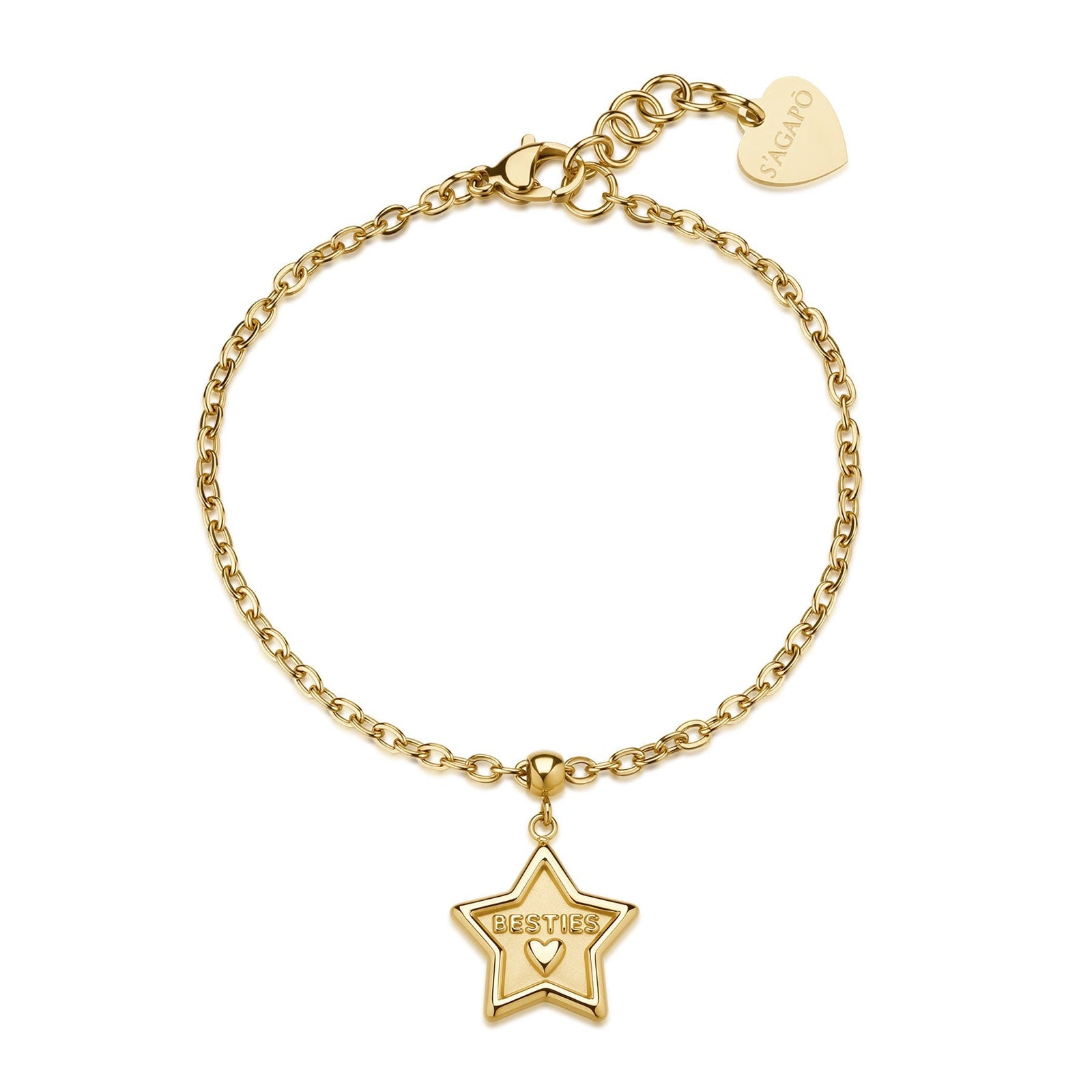 S'Agapõ DUH DUH SUH20 bracciale con stella Besties, acciaio e finitura oro PVD