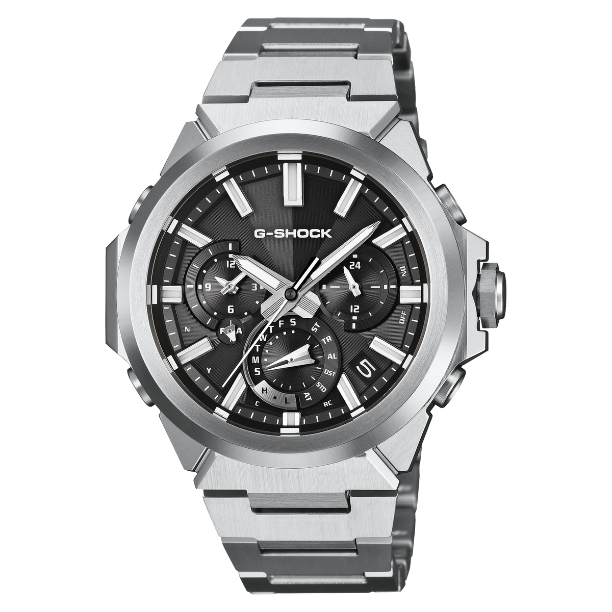 Casio G-SHOCK GST-W1000D-1AER G-STEEL quadrante nero e bracciale acciaio, immagine ufficiale frontale