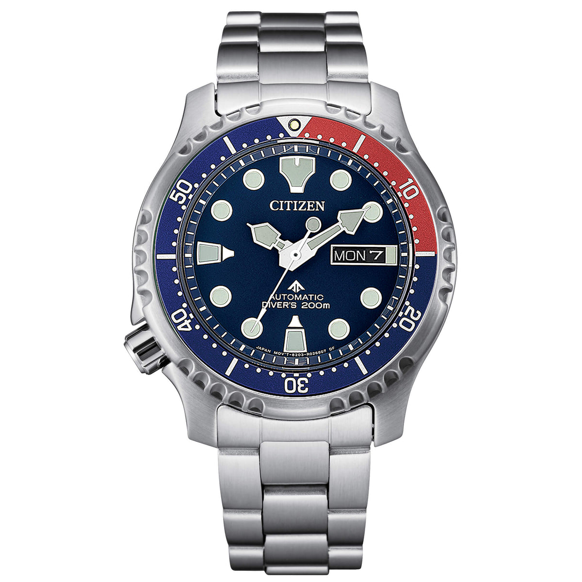 Citizen Promaster NY0086-83L Diver automatico, quadrante blu, ghiera rossa e blu, cassa 42 mm e bracciale acciaio