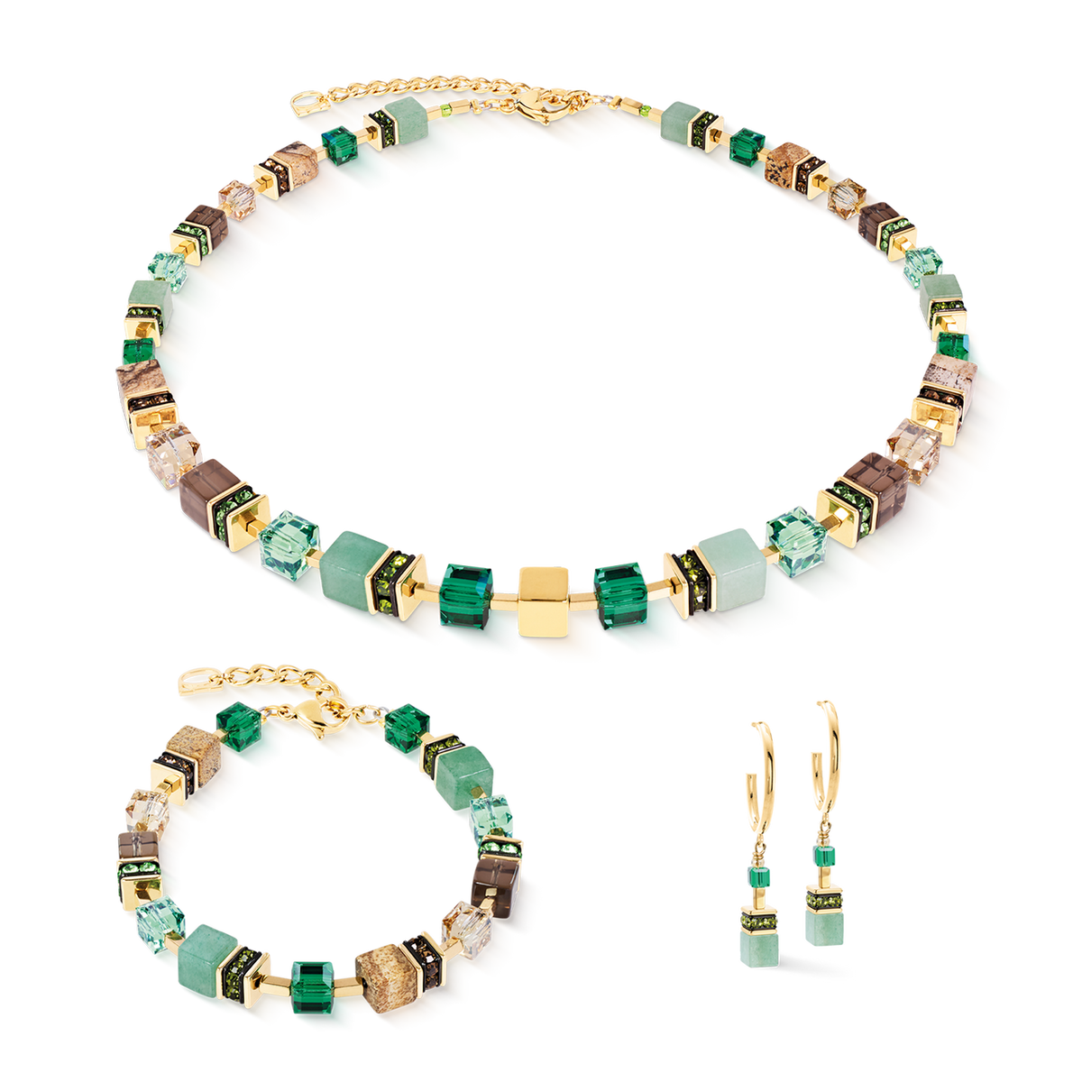 Orecchini Coeur de Lion GeoCUBE Precious Statement Emerald Garden 3039210516, seconda immagine