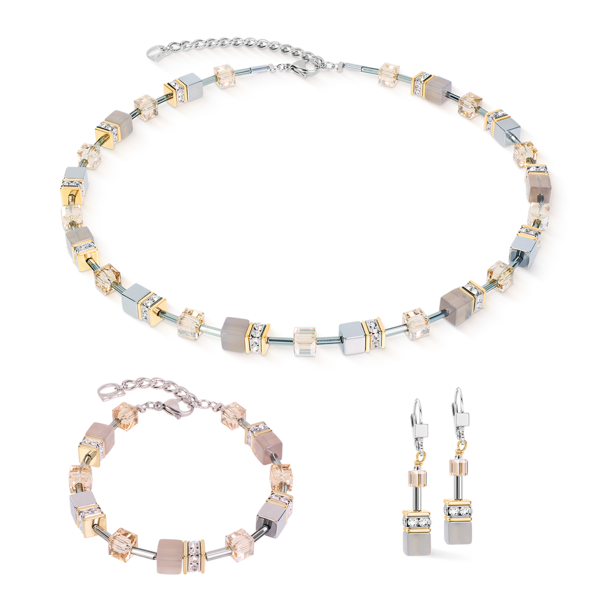 Bracciale Coeur de Lion GeoCUBE Agata ed Ematite grigio-oro 4017301216, seconda immagine