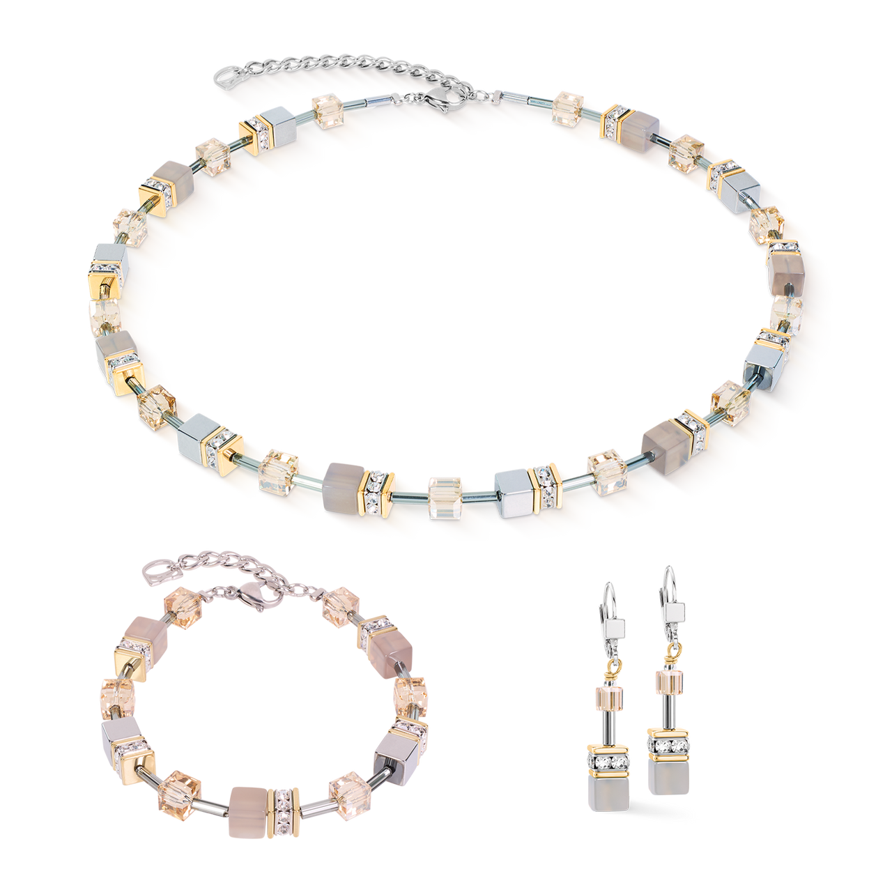 Bracciale Coeur de Lion GeoCUBE Agata ed Ematite grigio-oro 4017301216, seconda immagine