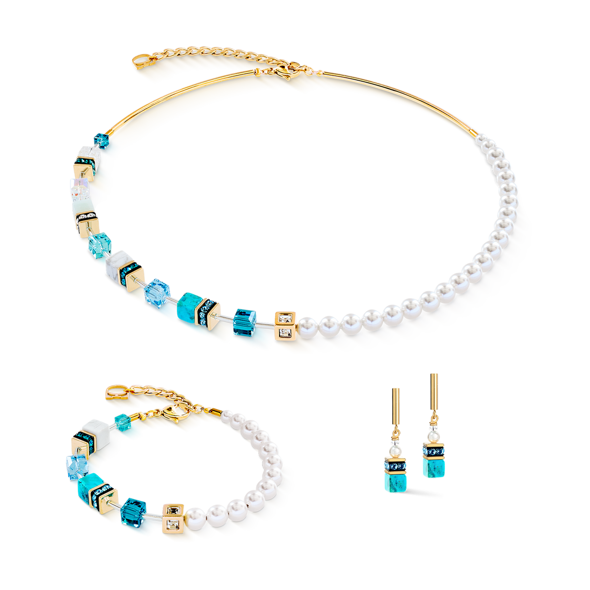 Collana Coeur de Lion GeoCUBE Precious Fusion Pearls turchese 5086100616, seconda immagine