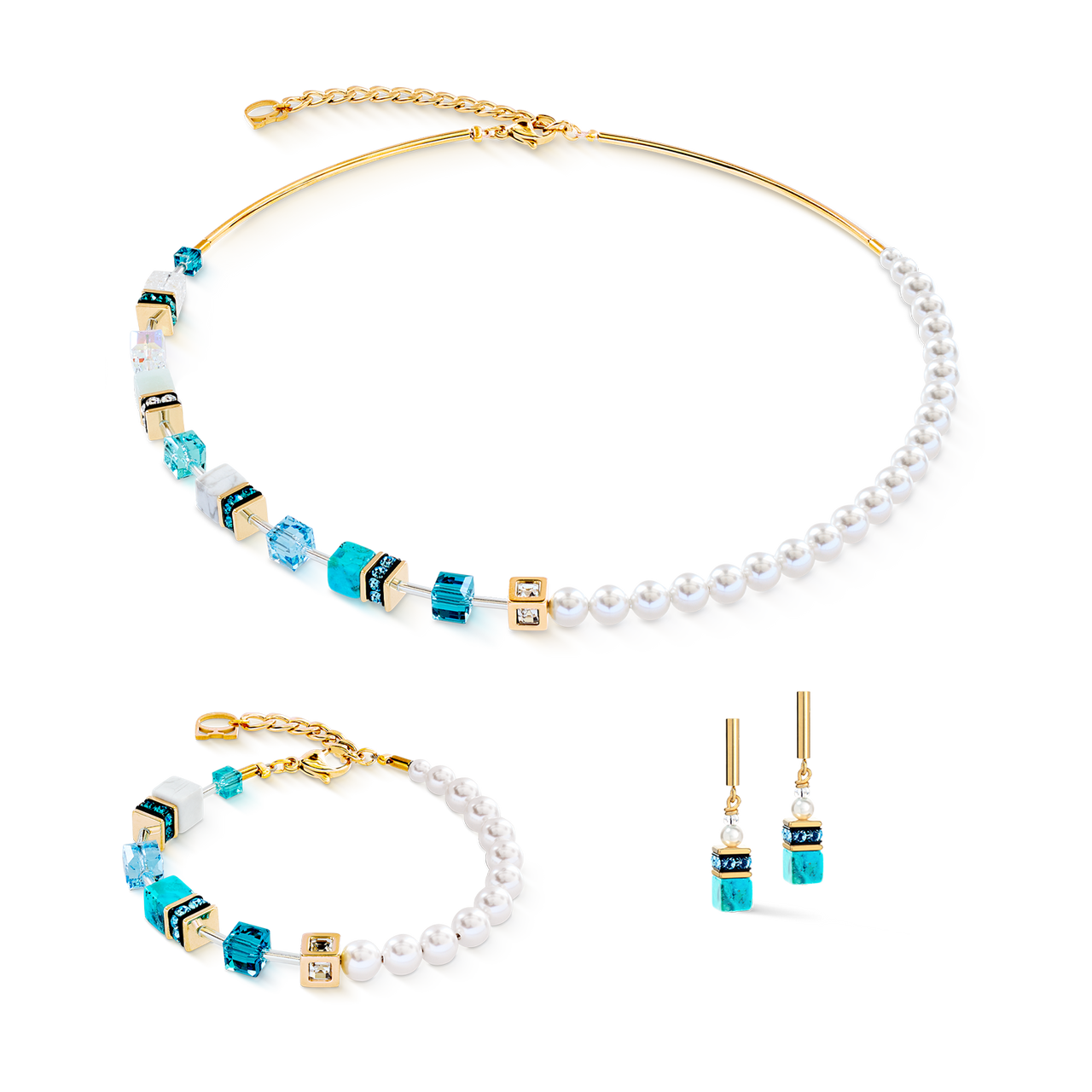 Collana Coeur de Lion GeoCUBE Precious Fusion Pearls turchese 5086100616, seconda immagine