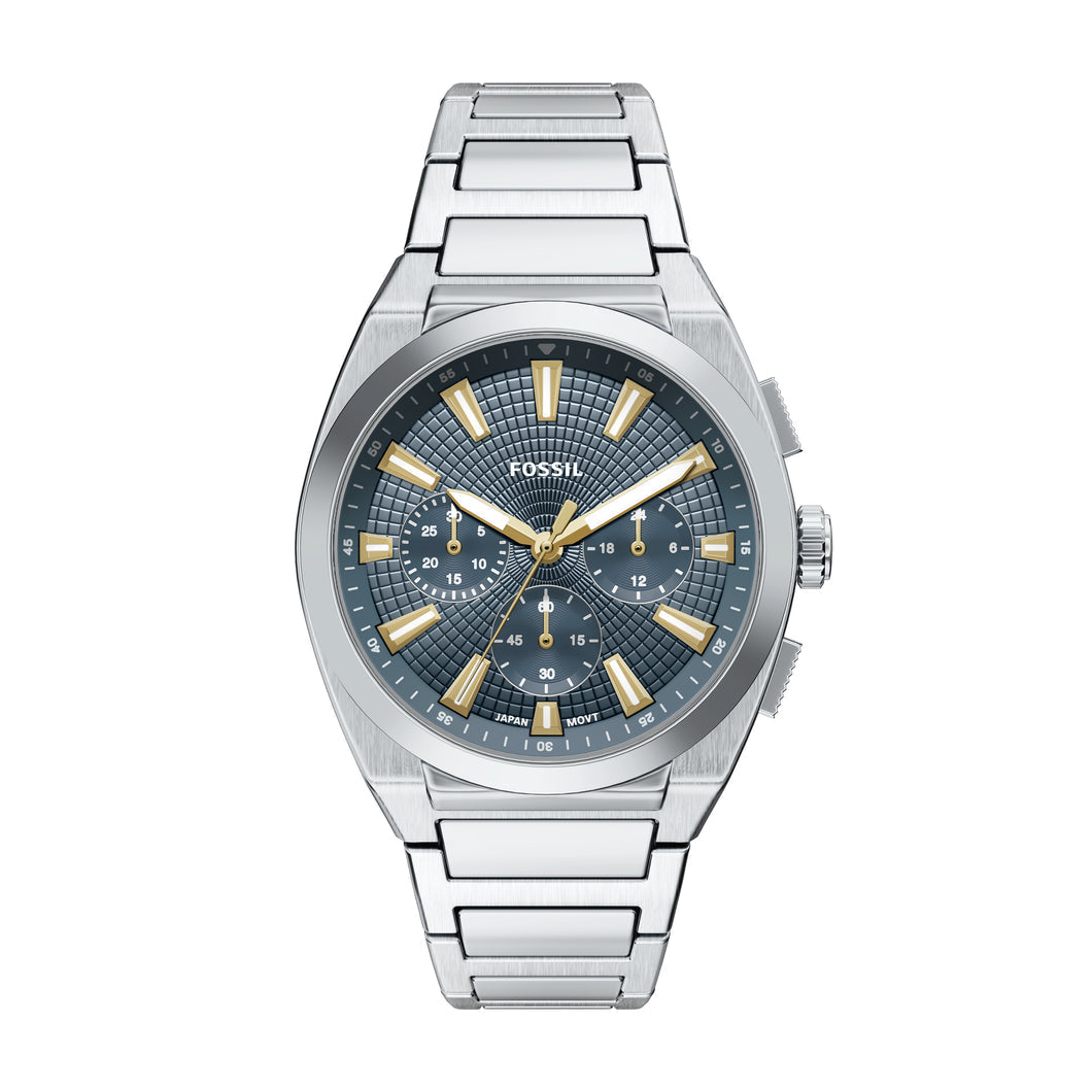 Fossil Everett FS6154 cronografo 44 mm acciaio quadrante blu – foto principale ufficiale