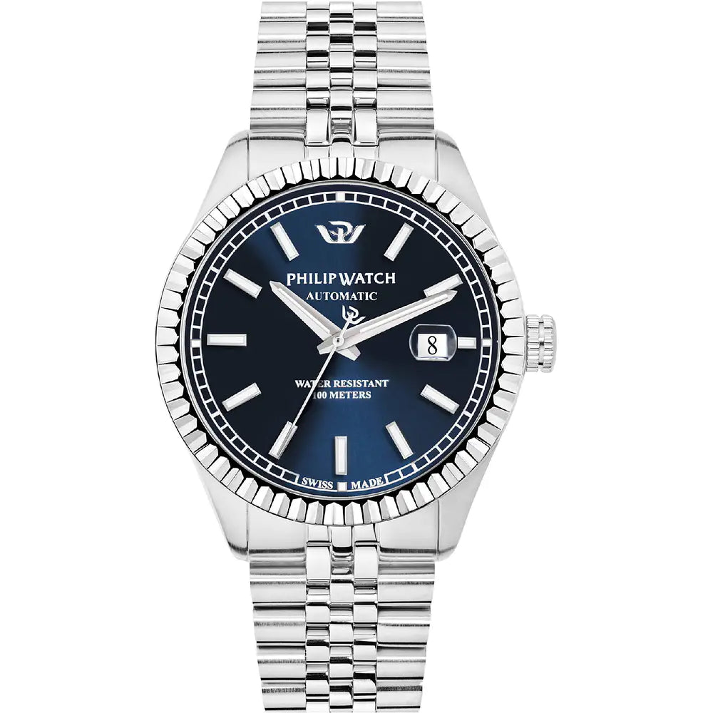 Philip Watch Caribe R8223597022 automatico, quadrante blu, vista frontale