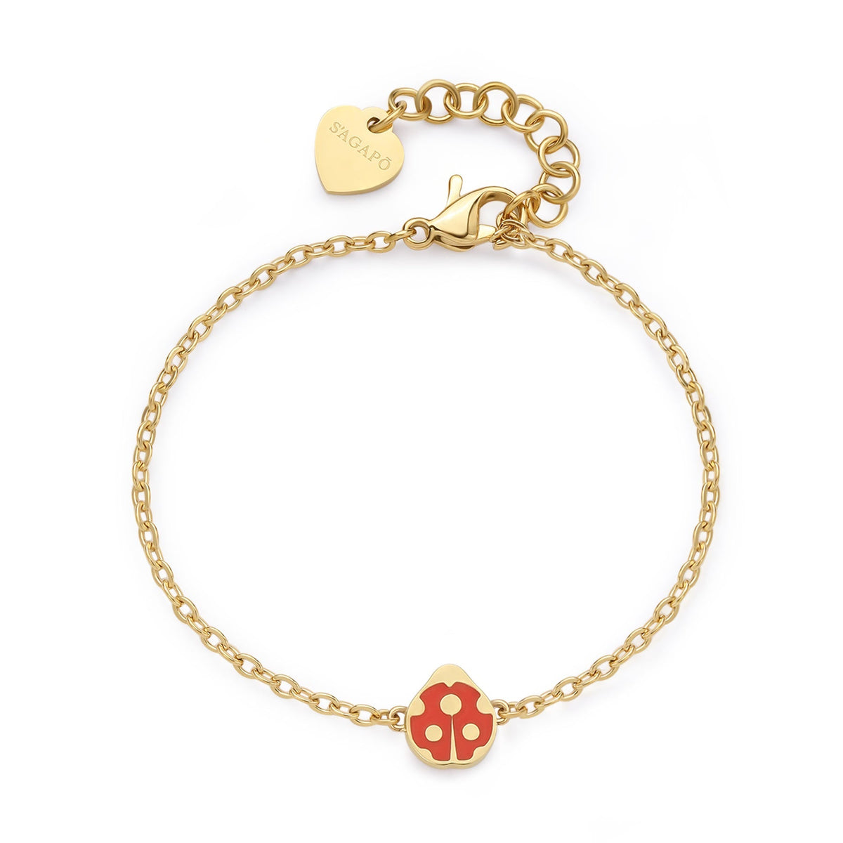 Bracciale S'Agapõ Click SCK267 in acciaio dorato con coccinella rossa — vista principale