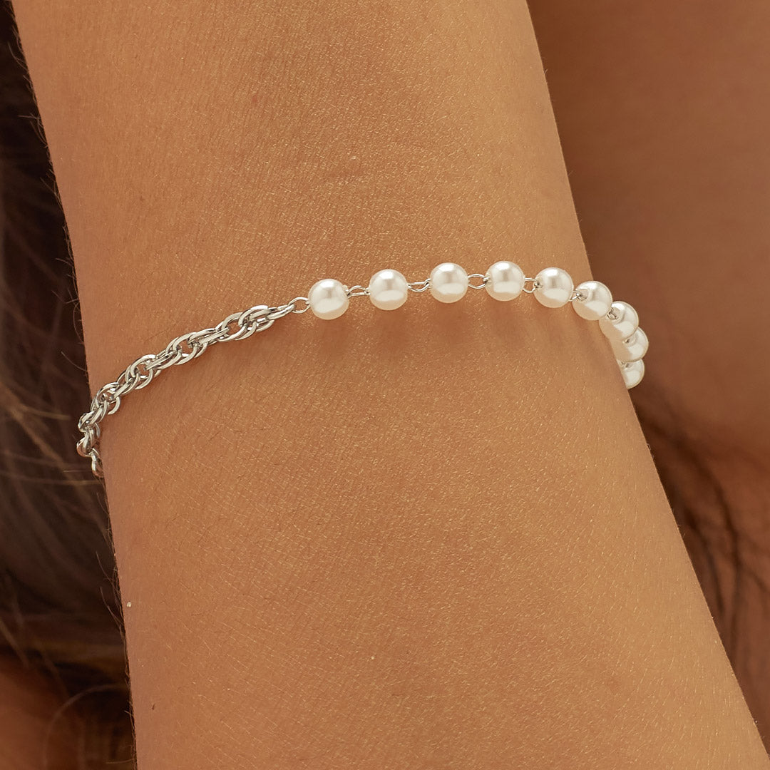Bracciale S’Agapõ Chunky SHK67 argento con perle di conchiglia – dettaglio 4