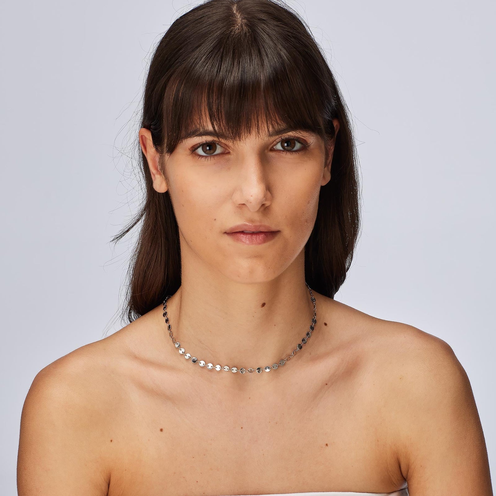 Collana S’Agapõ Chunky SHK80 argentata a dischetti-2b Gioielli