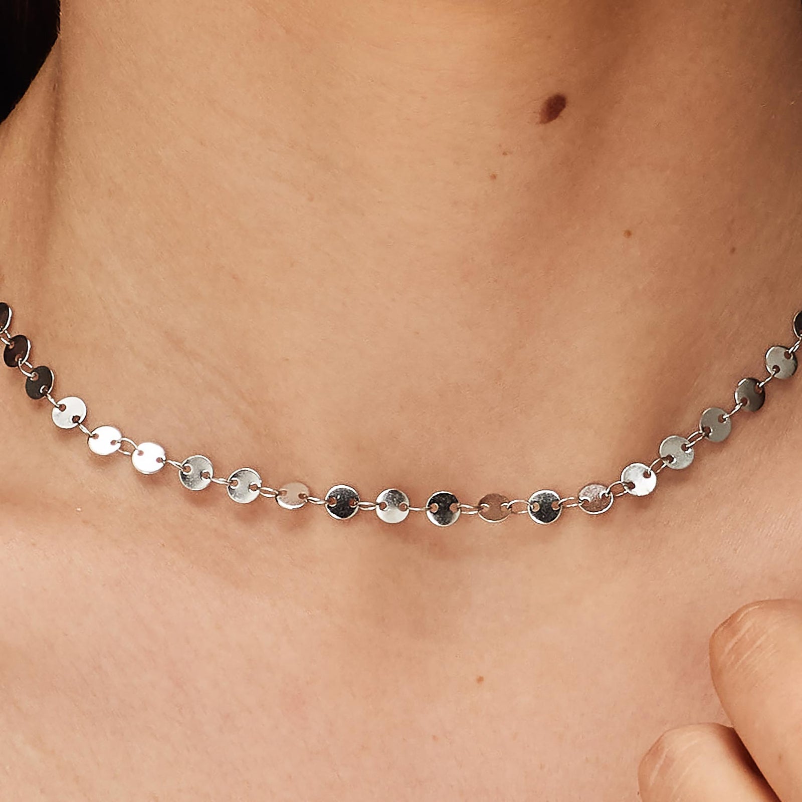 Collana S’Agapõ Chunky SHK80 argentata a dischetti-2b Gioielli