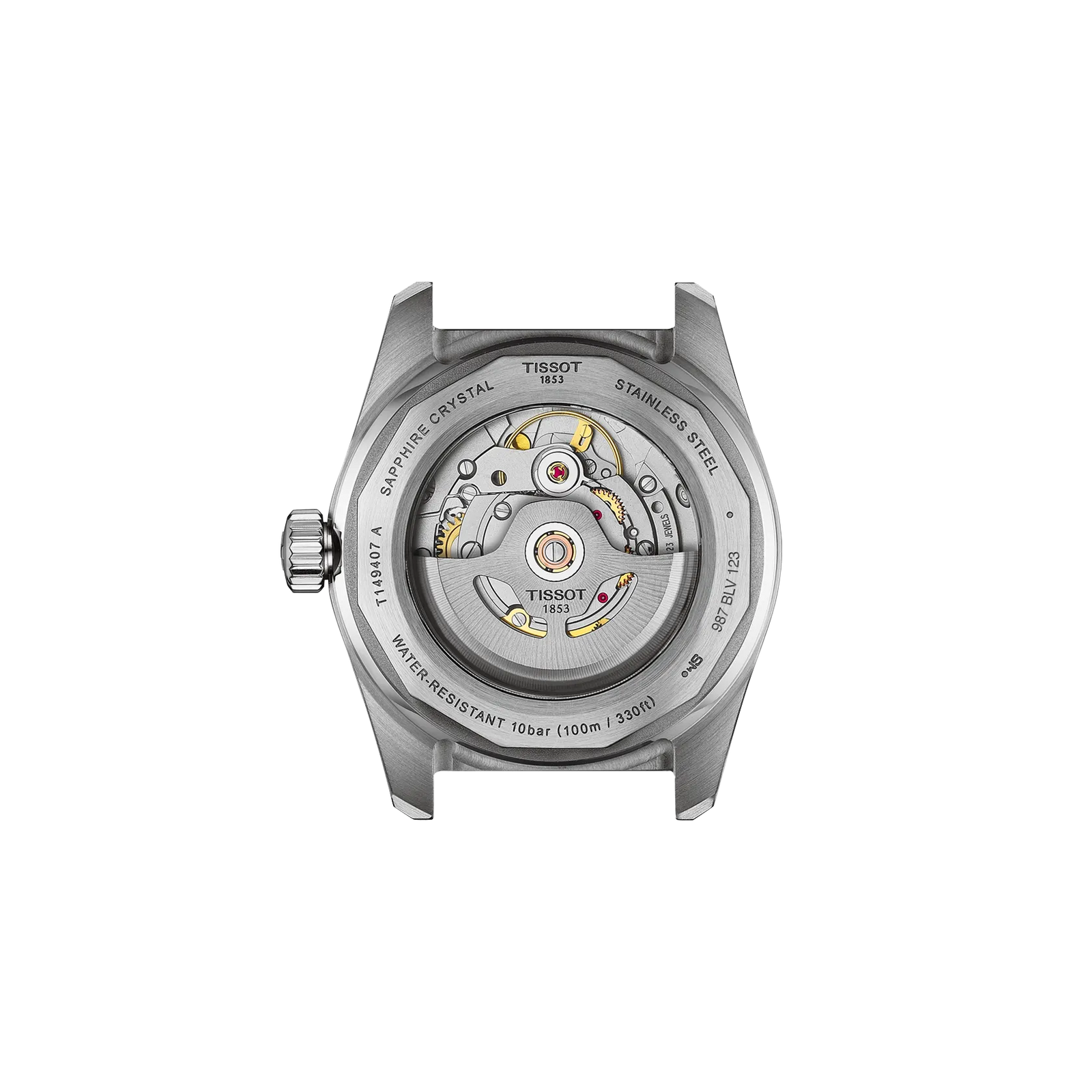 Tissot PR516 T1494071605100, fondello trasparente con movimento automatico visibile