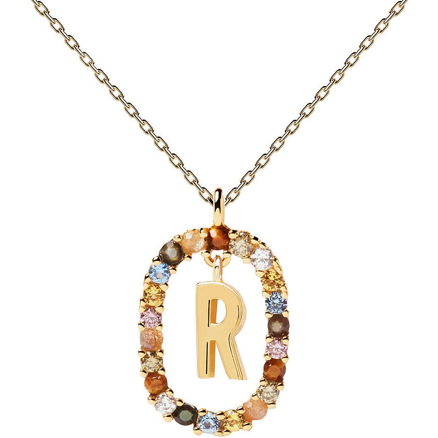 Collana PdPaola CO01-277-U Lettera R in argento 925 placcato oro 18 Kt-2b Gioielli