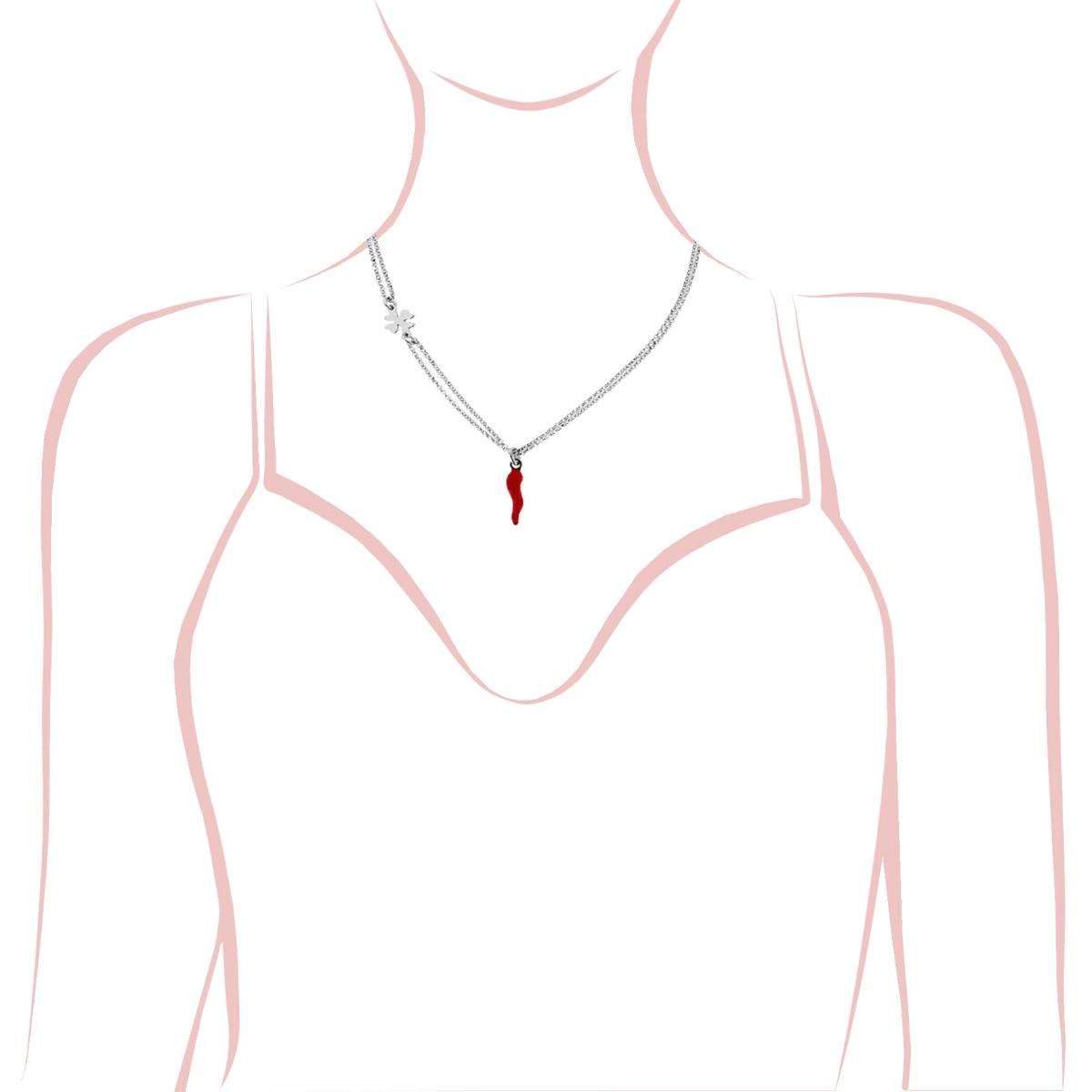 Collana argento cornetto rosso donna-2b Gioielli