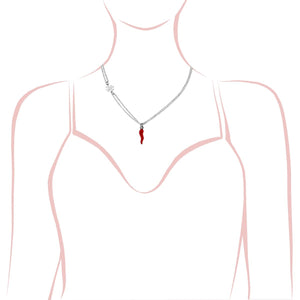 Collana argento cornetto rosso donna-2b Gioielli