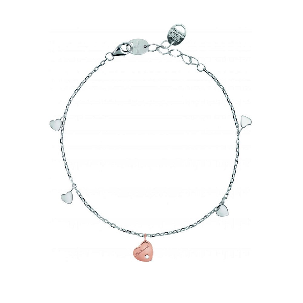 Bracciale Salvini Be Happy oro bianco 9 Kt cuori diamante 0,01 ct-2b Gioielli