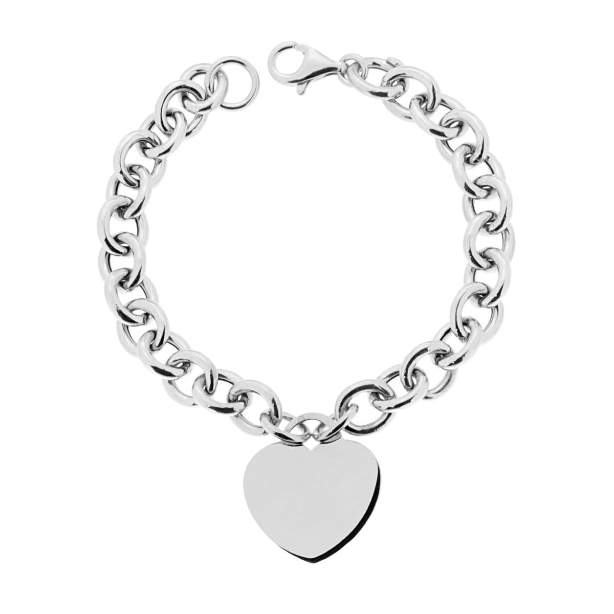 Bracciale argento catena forzatina cuore donna-2b Gioielli