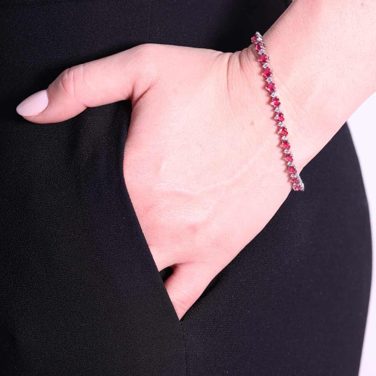 Bracciale argento Tennis cuori rossi donna-2b Gioielli