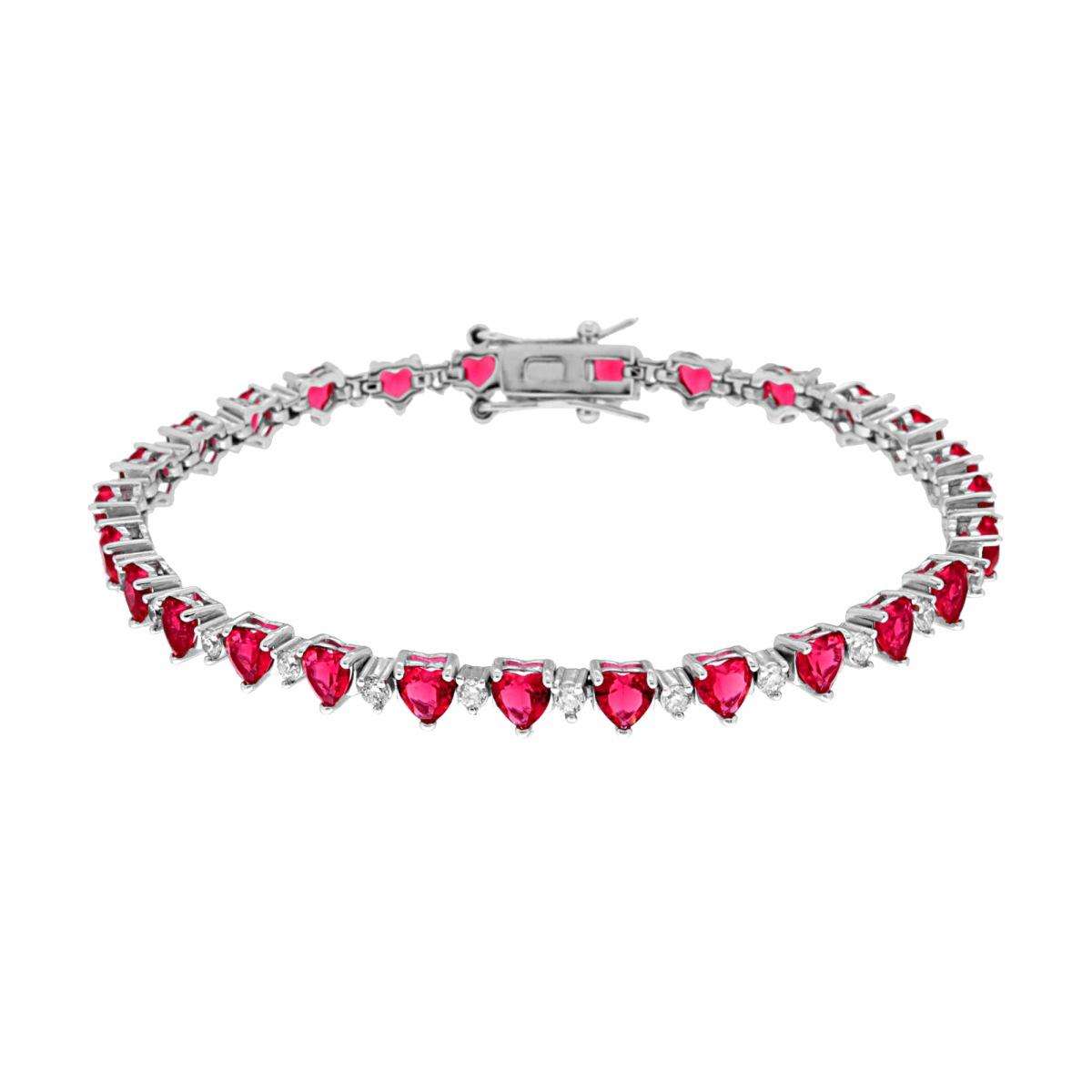 Bracciale argento Tennis cuori rossi donna-2b Gioielli