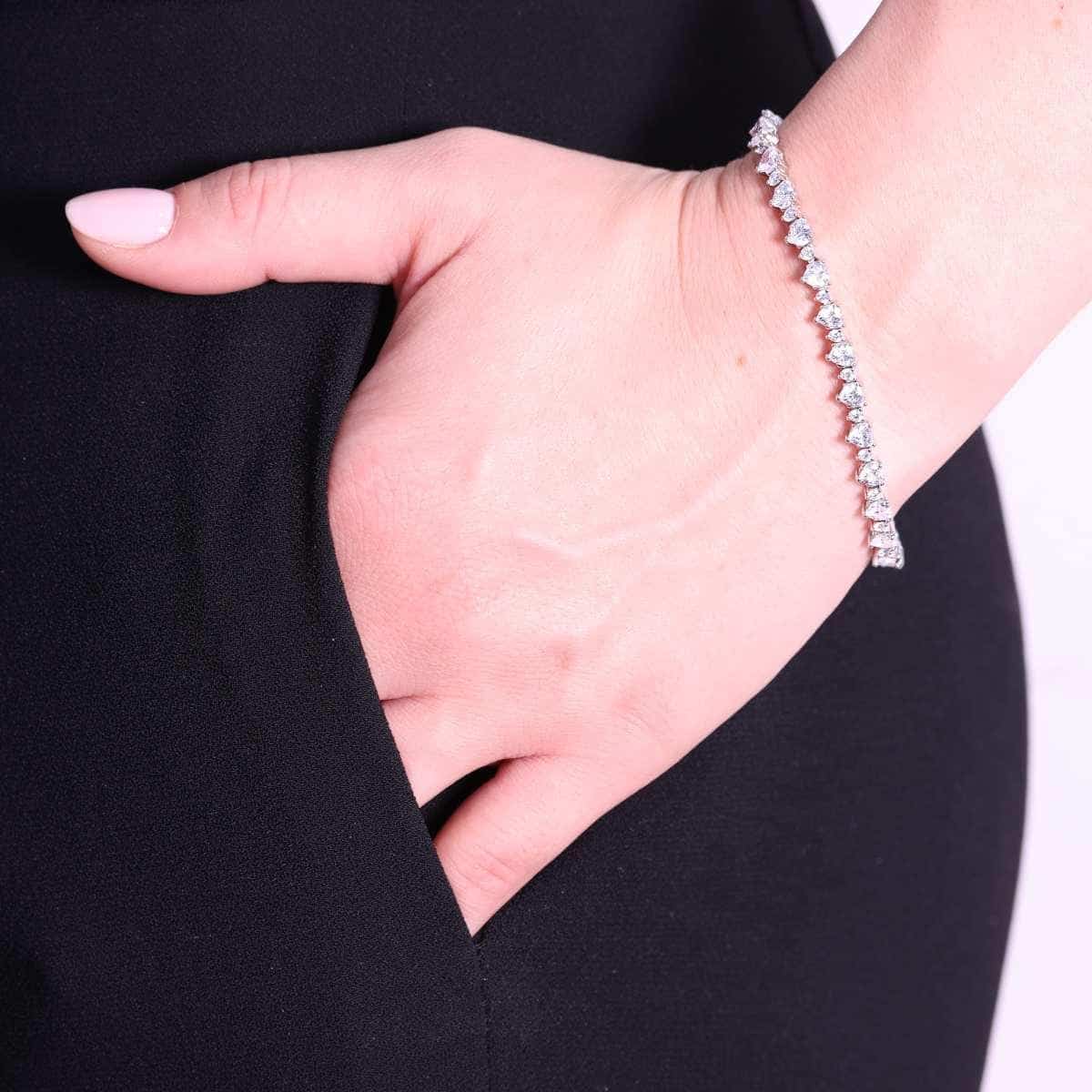 Bracciale argento Tennis cuori bianchi donna-2b Gioielli