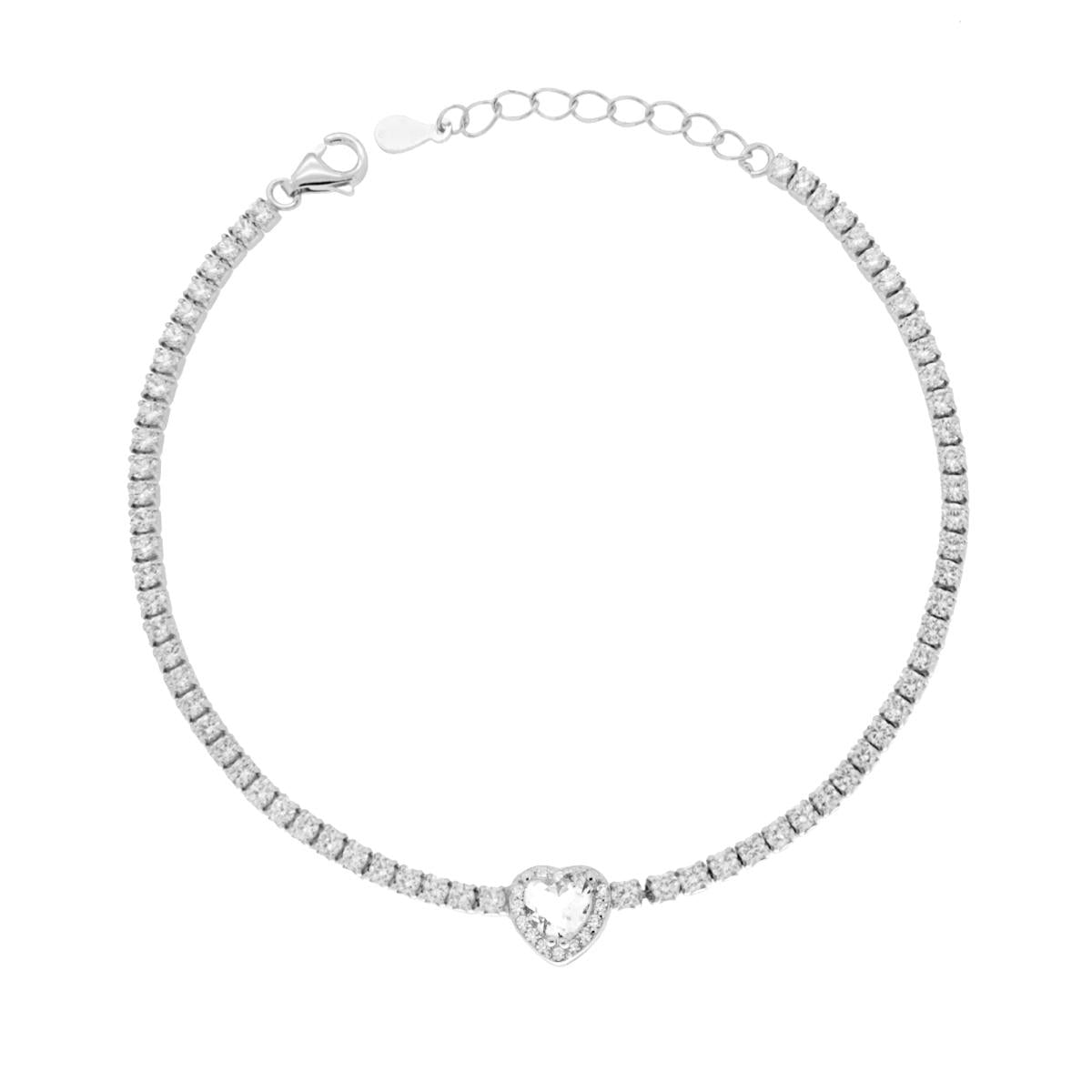 Bracciale Tennis cuore bianco donna argento-2b Gioielli