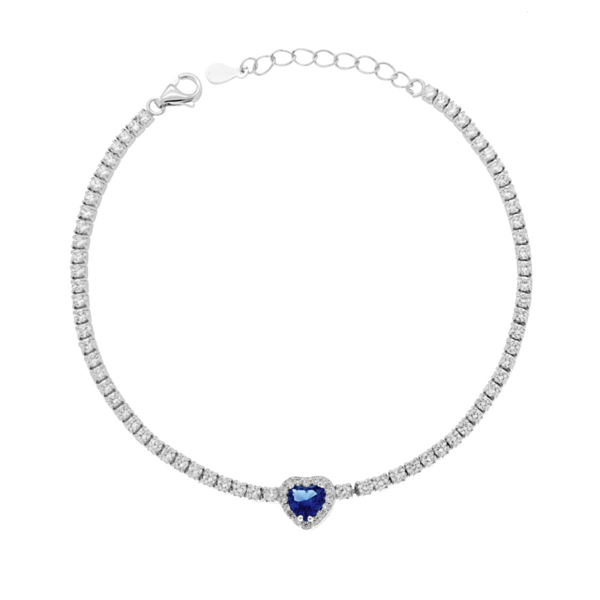 Bracciale Tennis cuore blu donna argento-2b Gioielli